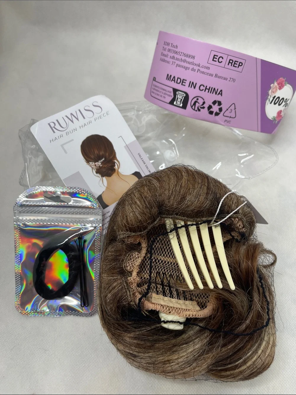 Bun Short Drawstring Ponytail Hair Pieces For Women Brown Mixed Light Blond